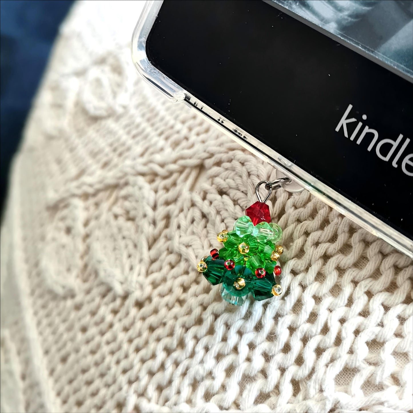 **HOLIDAY SPECIAL**Kindle Accessories | Kindle Charm | Beaded Glass Christmas Tree | Bookish Accessories