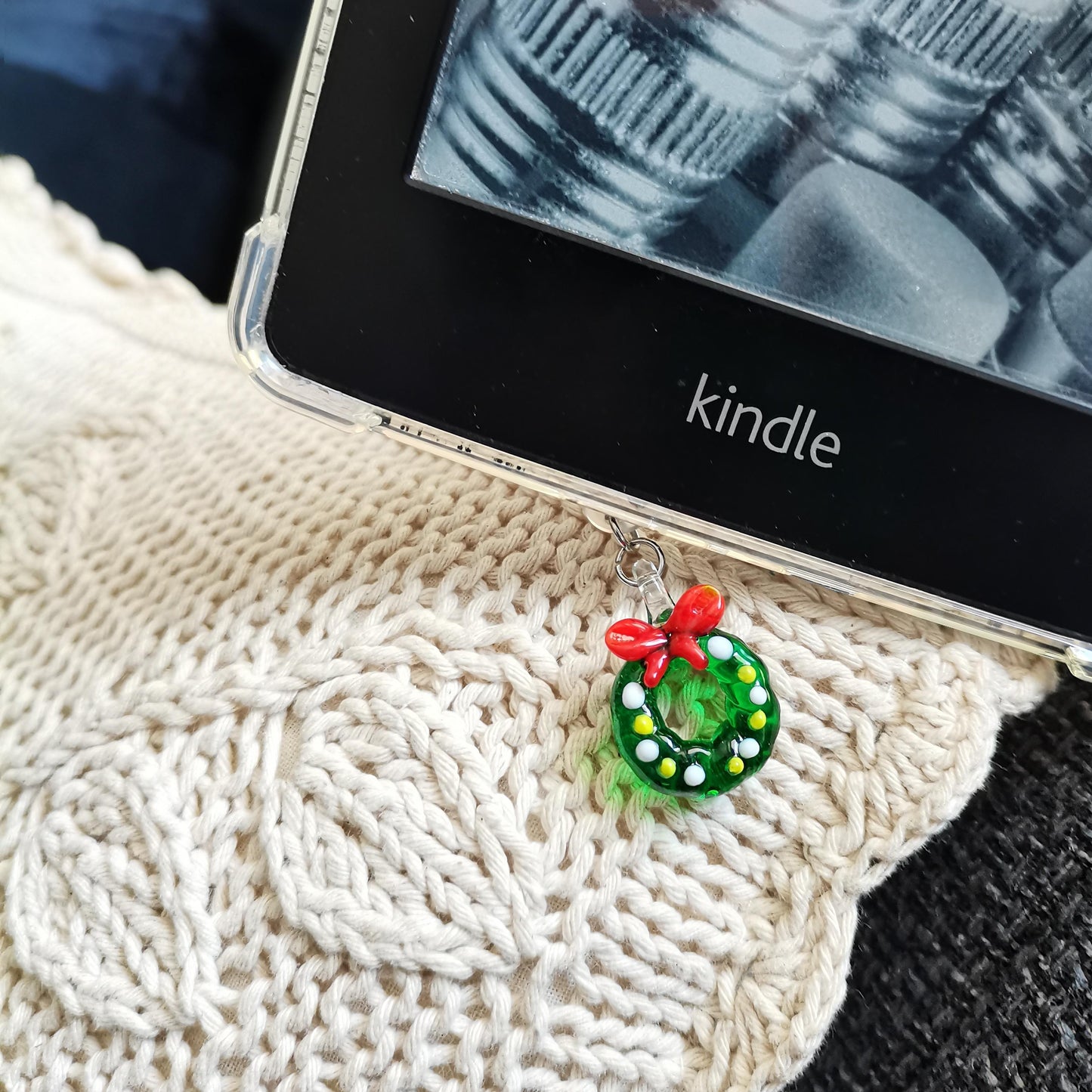 **HOLIDAY SPECIAL**Kindle Accessories | Kindle Charm | Beaded Glass Christmas Tree | Bookish Accessories